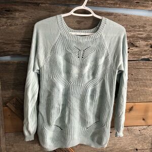 𝅺blue Seven Size M Light Dusty Blue Cable Knit Sweater